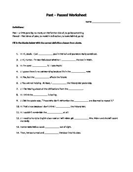 past passed worksheet.